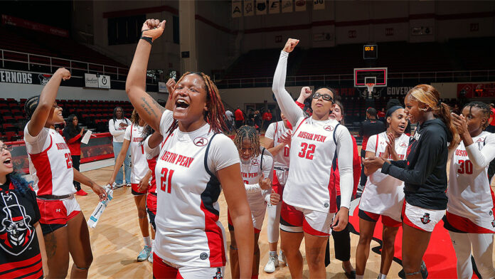 Shamarre Hale and Anala Nelson’s career outings lead Austin Peay State University Women's Basketball first ASUN Championship victory. (Robert Smith, APSU Sports Information)