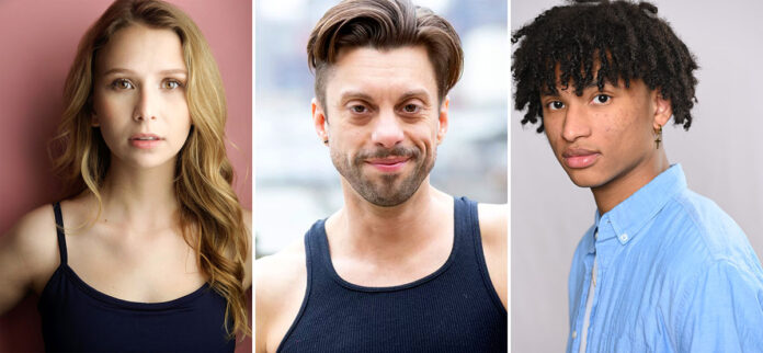 Kyle Pleasant (center) directs/choreographs and Jennifer Molson and Lance Raikes star in Spring Awakening at the Roxy Regional Theatre, April 6th-22nd