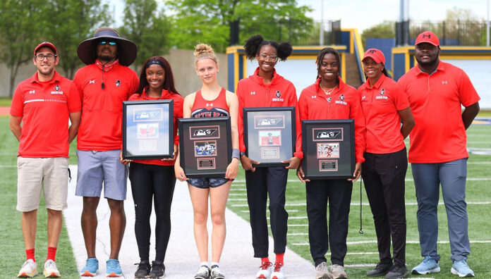 Austin Peay State University Track and Field's Kenisha Phillips breaks 200-meter record. (APSU Sports Information)