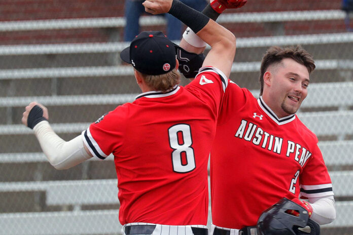 Bullpen goes five scoreless, offense scores last eight as Austin Peay State Universit Baseball sweeps Queens. (Robert Smith, APSU Sports Information)