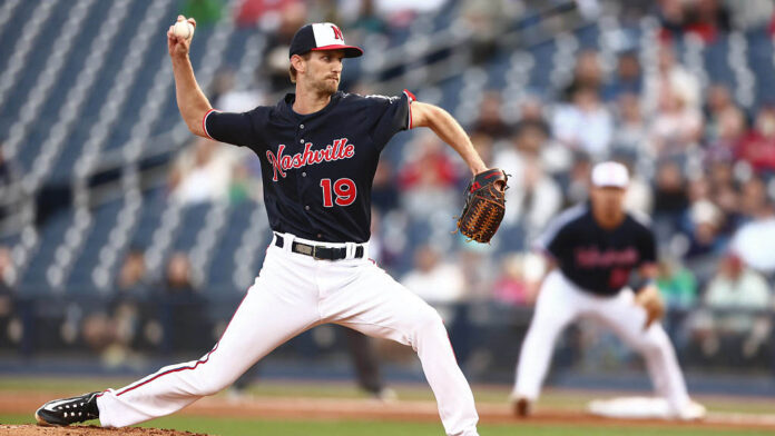 Nashville Sounds pitcher Caleb Boushley tosses five scoreless for his first win of season. (Nashville Sounds)