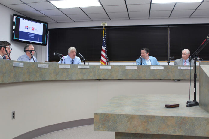 New Clarksville Transit System Director Michael Ringgenberg, third from left, addresses the Clarksville Urbanized Area MPO.