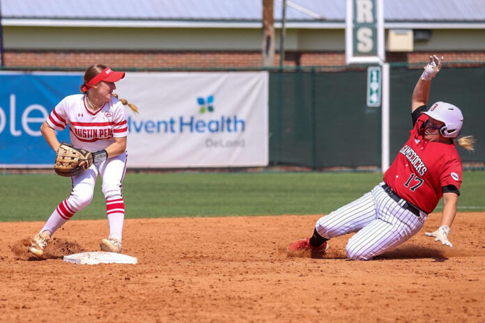 Tough inning does Austin Peay State University Softball in versus Jacksonville State at ASUN Championship. (Alex Allard, APSU Sports Information)