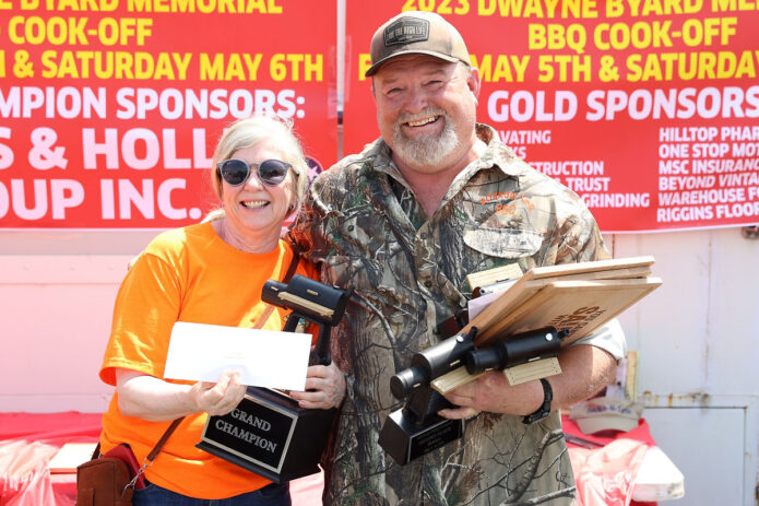 Chris Walker with Boarder Line BBQ was Grand Champion of Hilltop Supermarket's 2023 Dwayne Byard Memorial BBQ Cook-Off. (Mark Haynes, Clarksville Online)