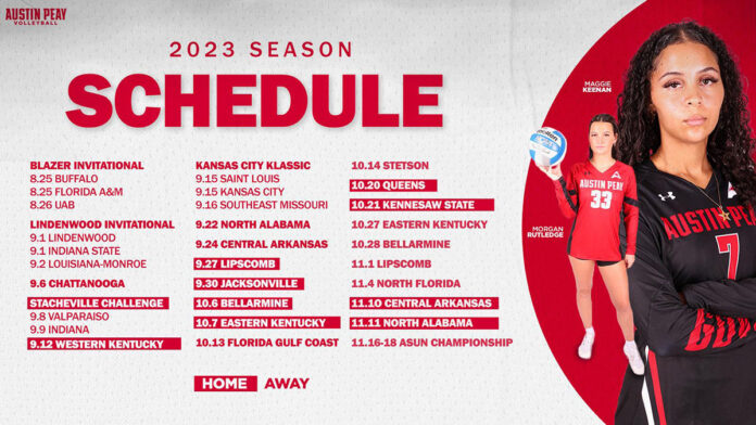 2023 Austin Peay State University Volleyball Schedule. (APSU Sports Information)