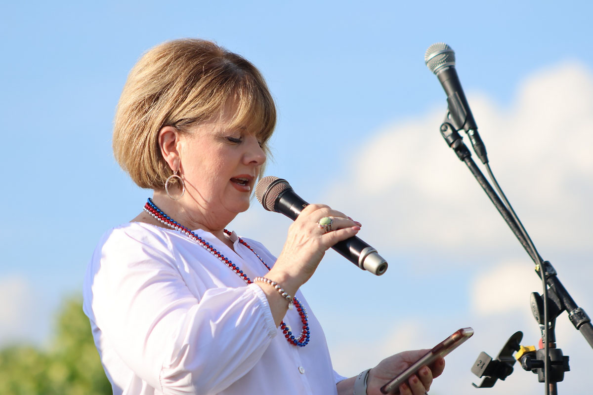 Clarksville First Lady Cynthis Pitts delivered the opening prayer for this year’s Independence Day Celebration at Liberty Park. (Clarksville Online)