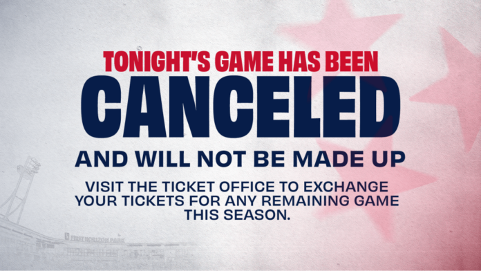 Nashville Sounds Game Canceled. (Nashville Sounds)