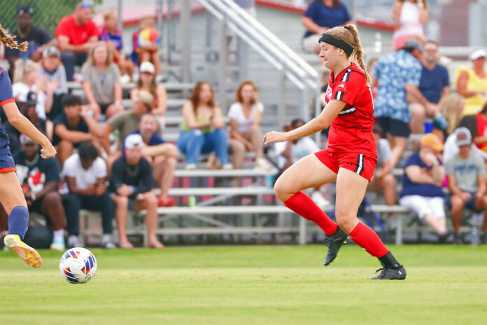 Austin Peay State University Soccer's Tori Case nets score in loss to North Dakota State. (Carder Henry, APSU Sports Information)