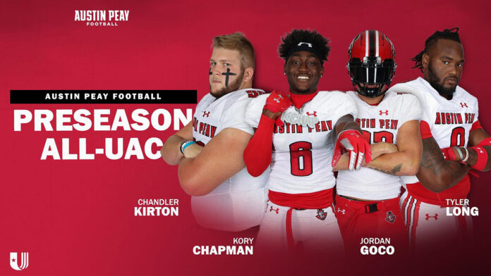 Austin Peay State University Football Preseason All-UAC. (APSU Sports Information)
