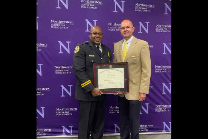 (L to R) Clarksville Police Department Captain Travis Filmore and Clarksville Police Chief David Crockarell.