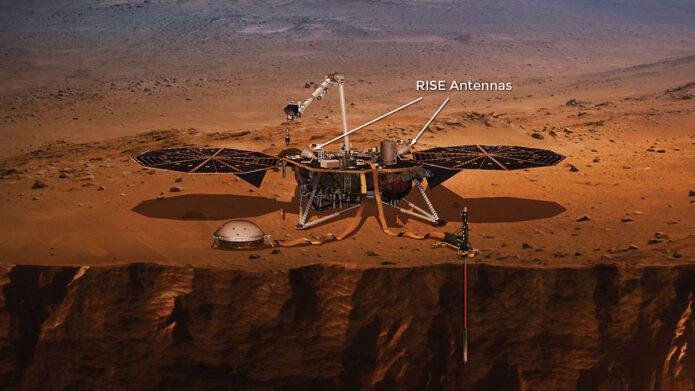 NASA’s InSight lander captured this selfie on April 24th, 2022, the 1,211th Martian day, or sol, of the mission. Dust on its solar panels caused the lander to lose power in December of that year, but data recorded by InSight’s instruments is still leading to new science. (NASA/JPL-Caltech)