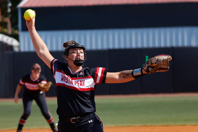 Austin Peay State University Softball's Samantha Miener throws gem in 1-0 win versus Belmont. (Robert Smith, APSU Sports Information)