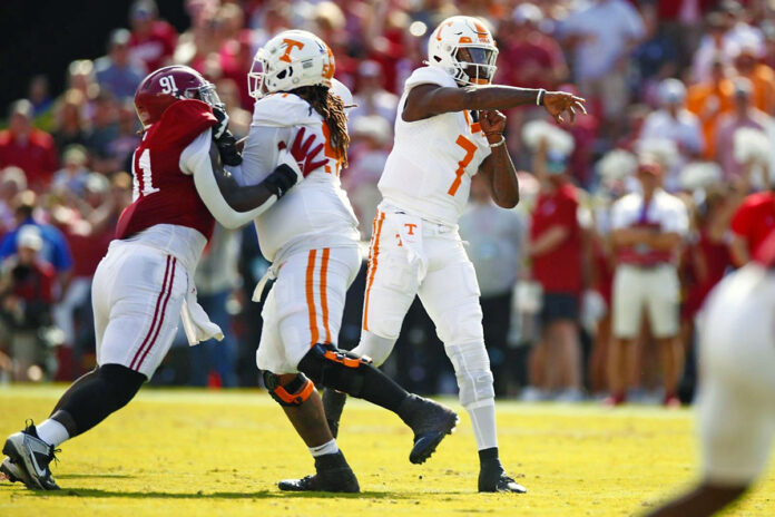 #17 Tennessee Vols Football Falls to #11 Alabama In Tuscaloosa, 34-20. (UT Athletics)