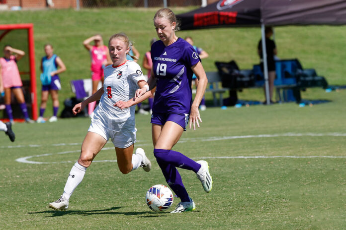 Austin Peay State University senior biology major Hannah Wilson during a soccer game against North Alabama. (APSU Sports Information)