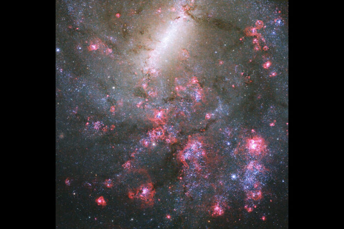 This NASA Hubble Space Telescope image of NGC 5068 uses data in ultraviolet, visible, and near-infrared light. (NASA, ESA, R. Chandar (University of Toledo), and J. Lee (Space Telescope Science Institute); Processing: Gladys Kober (NASA/Catholic University of America)