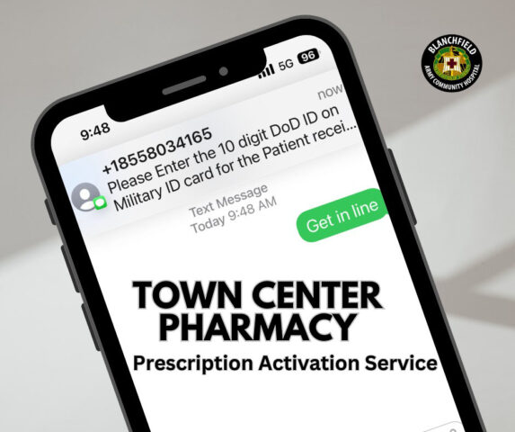 Blanchfield Army Community Hospital patients who receive a new prescription following a medical appointment can simply text “Get in Line" to the hospital’s automated prescription activation system, Q-Anywhere, at 855.803.4165 and follow the prompts. After receiving notification that their prescription is ready, patients have up to 10 days to pick up their new prescription.