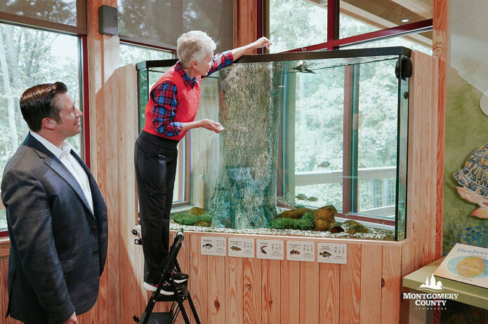 Rosalind Kurita doing the Fish Drop at Wade Bourne Nature Center.