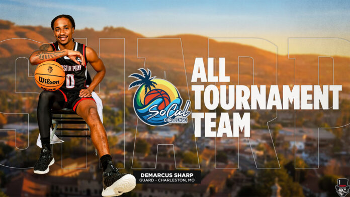 Austin Peay State University Men's Basketball guard DeMarcus Sharp Named to 2023 SoCal Challenge Sand Division All-Tournament Team. (APSU Sports Information)