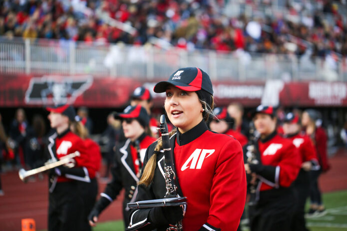 The Governors Own Marching Band performs during a Homecoming Week event. (APSU)