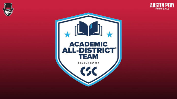 Austin Peay State University has Eight Governors named to CSC Academic All-District® Football Team. (APSU Sports Information)