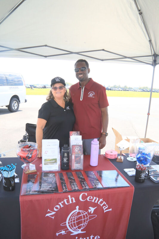 Tami Taliento and Lamar Hanyes of North Central Institute were sharing information on careers in aviation