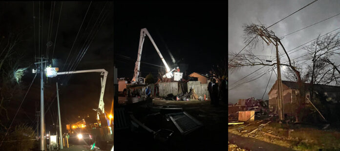 CDE Crews repairing power lines. (CDE Lightband)