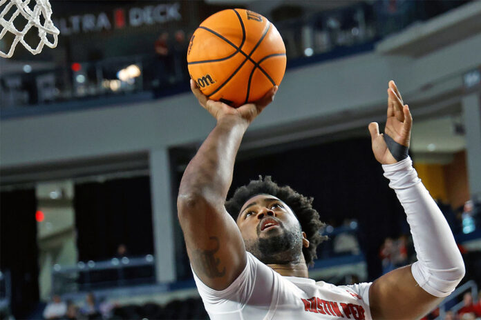 Sai Witt, Ja'Monta Black, DeMarcus Sharp Combine for 67 in Austin Peay State University Men's Basketball Third ASUN Victory. (Robert Smith, APSU Sports Information)