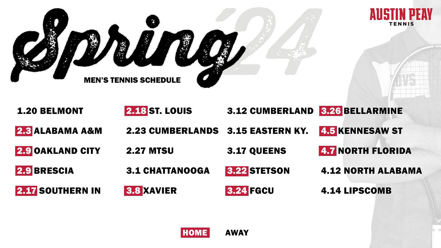 APSU Men's Tennis releases 2024 Spring Schedule Clarksville Online