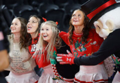 Austin Peay State University Junior biology major Gracey Suggs performs a routine with the Govs cheer squad. (APSU)