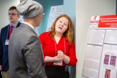 Austin Peay State Univesrity student Alexandra Baum presents research on Feb. 14 during Posters at the Capitol, which allows STEM students from across Tennessee to engage with peers and lawmakers. (Colby Wilson)