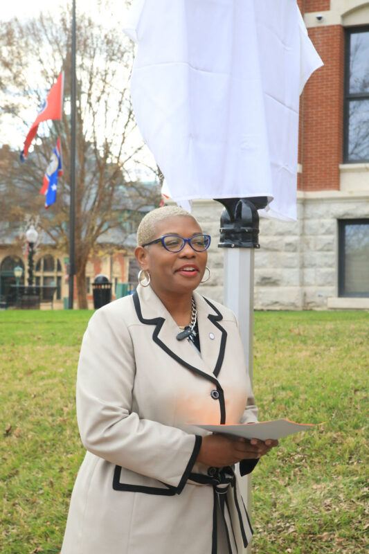 The unveiling of an historical marker commemorating Clarksville&rsquo;s Civil Rights Movement. (Tony Centonze, Clarksville Living Magazine)