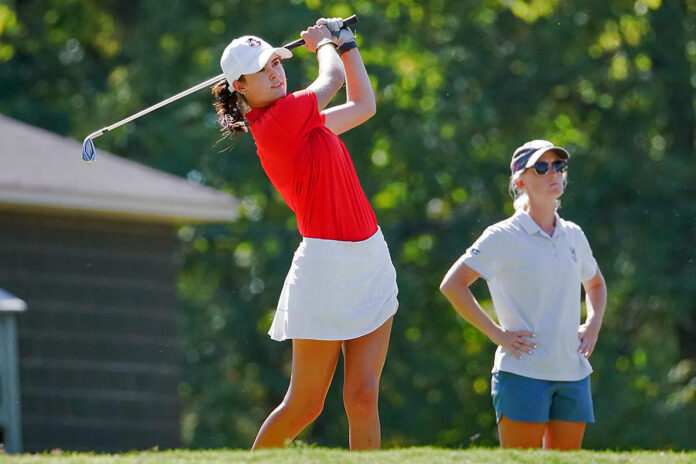 Eric Scutt and Jillian Breedlove Tied for Fourth, Austin Peay State University Women's Golf in Third After 18 Holes in Panama City. (Casey Crigger, APSU Sports Information)