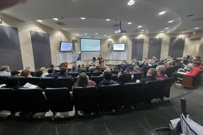 Dr. David Snyder, professor of history at Austin Peay State University, presents a Holocaust lecture. Snyder’s research interests include Nazi Germany, the Holocaust and military justice. (APSU)