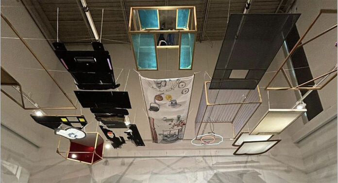 Atlanta-based artist In Kyoung Chun’s “Shared Room” exhibit features sculptures that resemble sections of a house, inviting viewers to look up and discover them. (APSU)