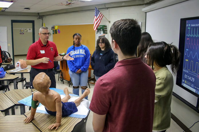 Mr. Florencio Reyes, Simulation Specialist within our Education and Staff Development department, made a meaningful visit to North West High School. Through hands-on demonstrations using patient simulation manikins, Mr. Reyes offered students a glimpse into the world of Military Health careers. This initiative not only fosters community engagement but also inspires future generations to consider impactful roles in healthcare. (Justin Moeller, Blanchfield Army Community Hospital)
