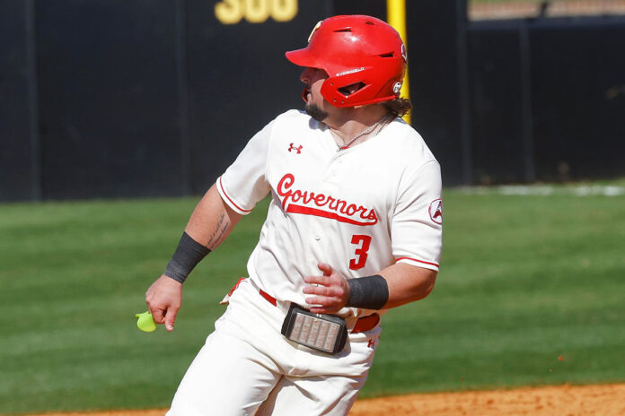 Brody Szako Homers Twice but Austin Peay State University Baseball Falls at Evansville. (Robert Smith, APSU Sports Information)