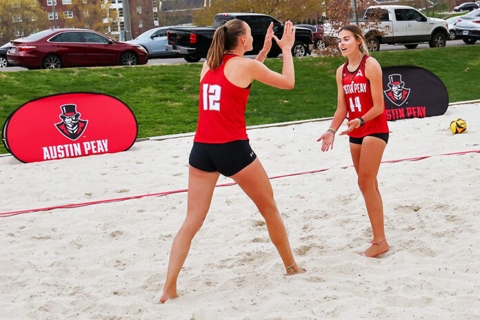 Austin Peay State University Beach Volleyball Ends Regular Season with 3-2 Win Over Central Arkansas. (Casey Crigger, APSU Sports Information)