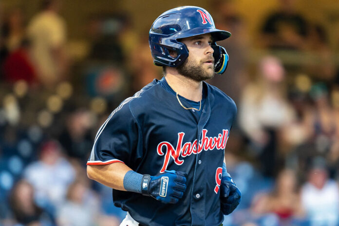 Vinny Capra tags three hits, leadoff triple in Nashville Sounds 7-3 loss. (Nashville Sounds)
