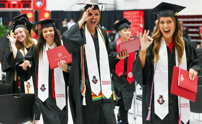 Austin Peay State University Athletes walk the line during 2024 Spring Commencement. (Casey Crigger, APSU Sports Information)