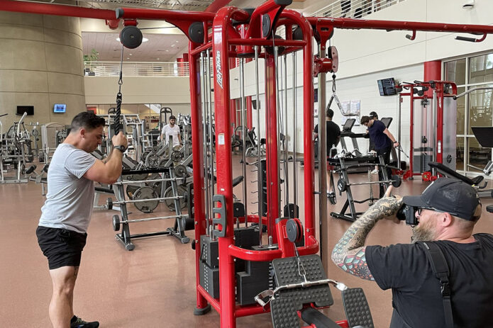 Cadet Daniel Desena, a senior criminal justice major, works out at the Foy Fitness and Recreation Center. (Ethan Steinquest, APSU)