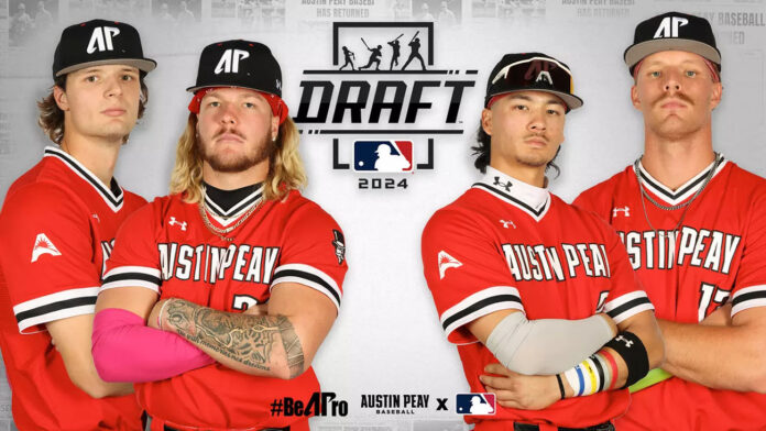 Austin Peay State University Baseball Celebrates as Four Players Chosen in 2024 MLB Draft. (APSU Sports Information)