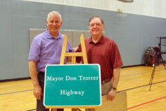 Former Clarksville Mayor Don Trotter, right, with current Mayor Joe Pitts