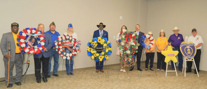 Veterans organizations placed wreaths during the Memorial Day Ceremony