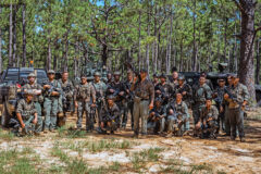 Soldiers from the 2nd Mobile Brigade Combat Team, 101st Airborne Division (Air Assault) take part in a medical training simulation, reacting to contact and treating casualties at the Joint Regional Training Center (JRTC) at Ft. Johnson, LA on August 18th, 2024. (Staff Sgt. Joshua Joyner, 101st Airborne Division)