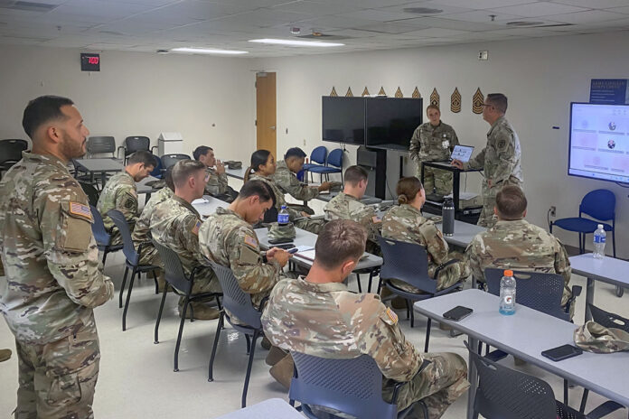 Over 30 Medical Service Corps officers at Fort Campbell, Kentucky, discussed current events, career management best practices, and recent changes across the Medical Service Corps specialties July 25 at Blanchfield Army Community Hospital. These officers make up the Fort Campbell Silver Caduceus Society, which supports multiple Army Medical Service Corps occupational specialties. They provide medical administration, resource management, emergency management, logistical, and other field expertise to support today’s military modernization. (Justin Moeller, BACH)