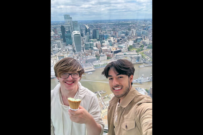 Austin Peay State University engineering physics majors Josh Rye, at left, and Jair Martinez visit Rennes, France on a summer research trip offered through the National Science Foundation. (APSU)