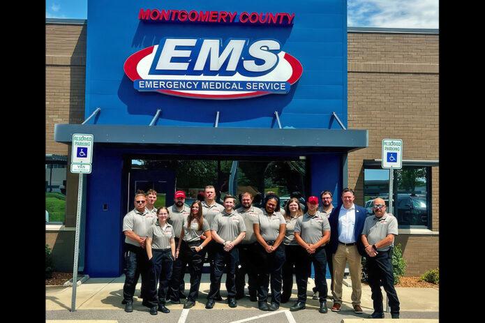 2024 EMT Graduates and Mayor Golden: (L to R) John Blanton, Damien Dobak, Rhianna Church, Andrew Clark, Shawna Dedek, Jack Whittaker, Bryan Danko, Hiding in the back behind Danko is Daniel Burgess, Starr Steele, Shelbye Nicoletta, Trevor Moore, Charles Binkley, Montgomery County Mayor Wes Golden (guest), and Mark Chandler. Not pictured were Marilyn Jofre and Trevor Stage.