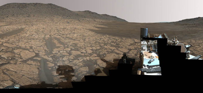 NASA’s Perseverance rover used its Mastcam-Z instrument to capture this 360-degree panorama of a region on Mars called “Bright Angel,” where an ancient river flowed billions of years ago. “Cheyava Falls” was discovered in the area slightly right of center, about 361 feet (110 meters) from the rover. (NASA/JPL-Caltech/ASU/MSSS)