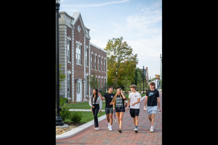 Tennessee Tech University students walk along the university’s new pedestrian walkway and plaza during the annual Week of Welcome.