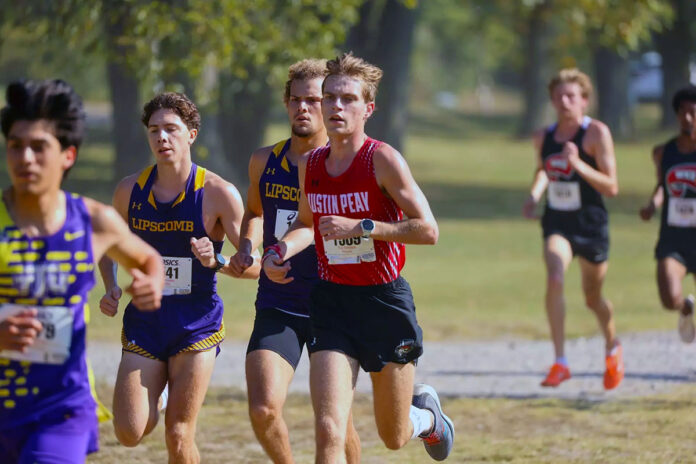 Shaye Foster and Jackson Fowler Lead Austin Peay State University Cross Country with Personal Bests. (Knox Rives. APSU Sports Information)